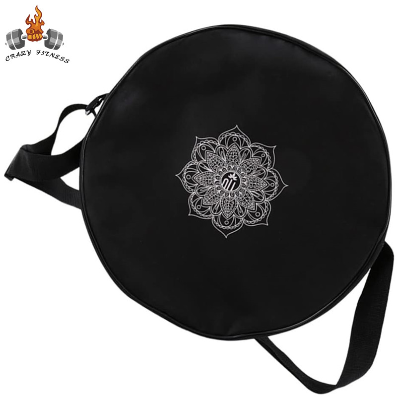 Pilates Yoga Bag - ヨガホイールバッグナイロンブラックマンダラフラワーヨガサークルバッグ大容量ダブルジッパーピラティスホイールバックパックフィットネススポーツバッグ
