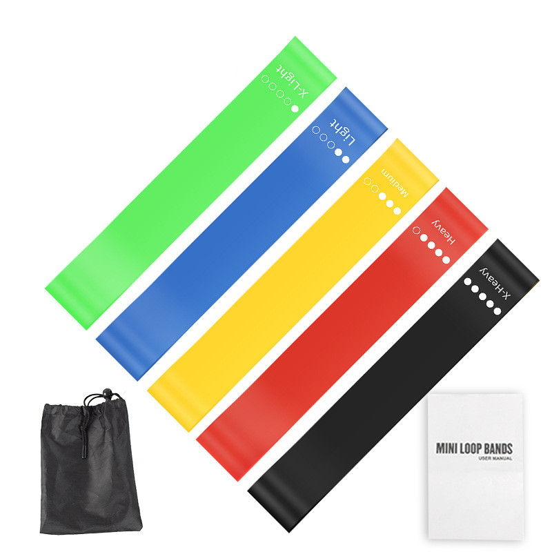 Pilates Yoga Bag - 5本セット TPEレジスタンスバンドセット 収納バッグ＆マニュアル付き、ヨガ・ピラティス・筋力トレーニング・ホームジム用伸縮性エクササイズバンド