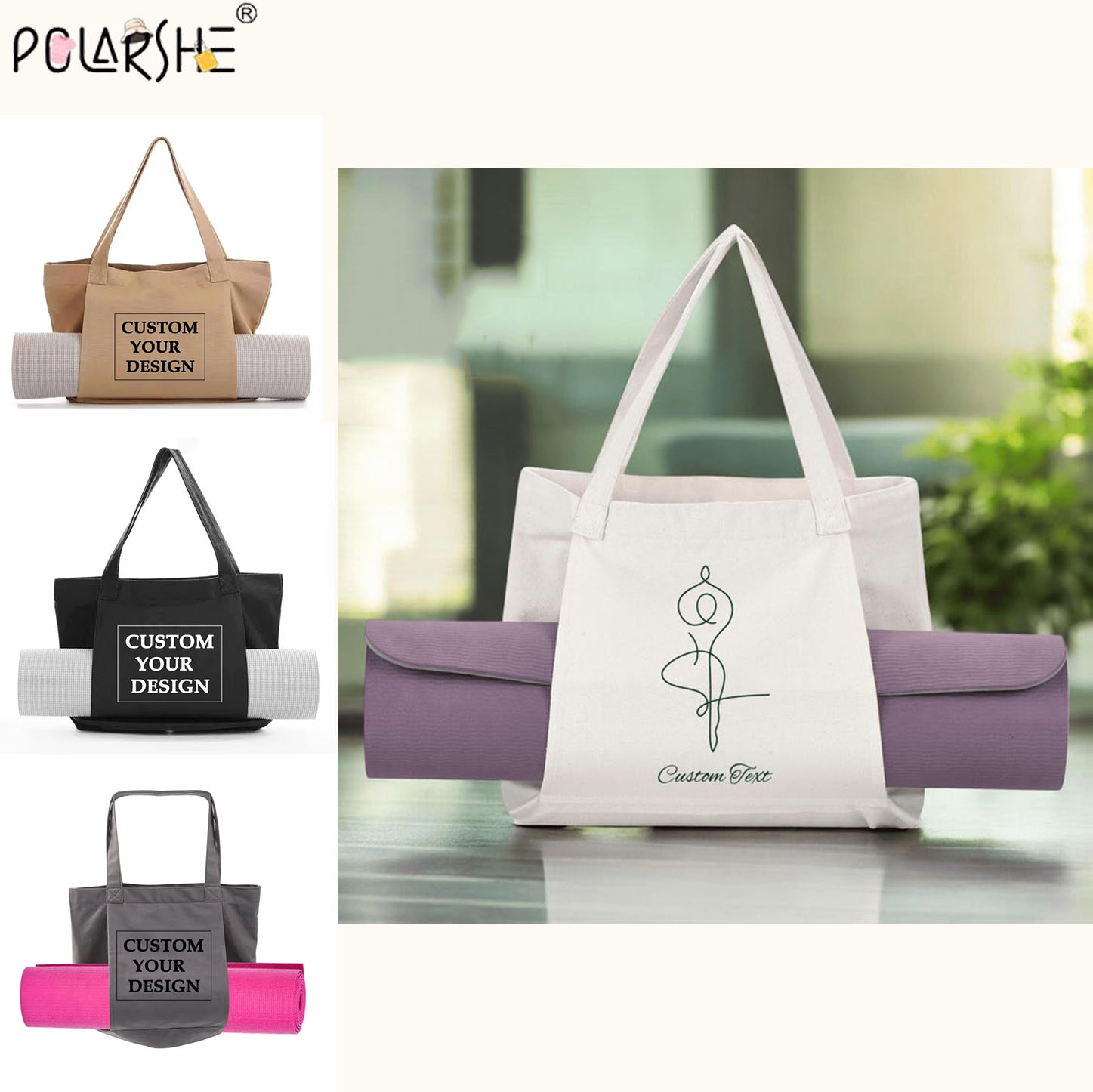 カスタムヨガマットトートバッグ、パーソナライズされたキャンバ - Pilates Yoga Bag のレビューと価格