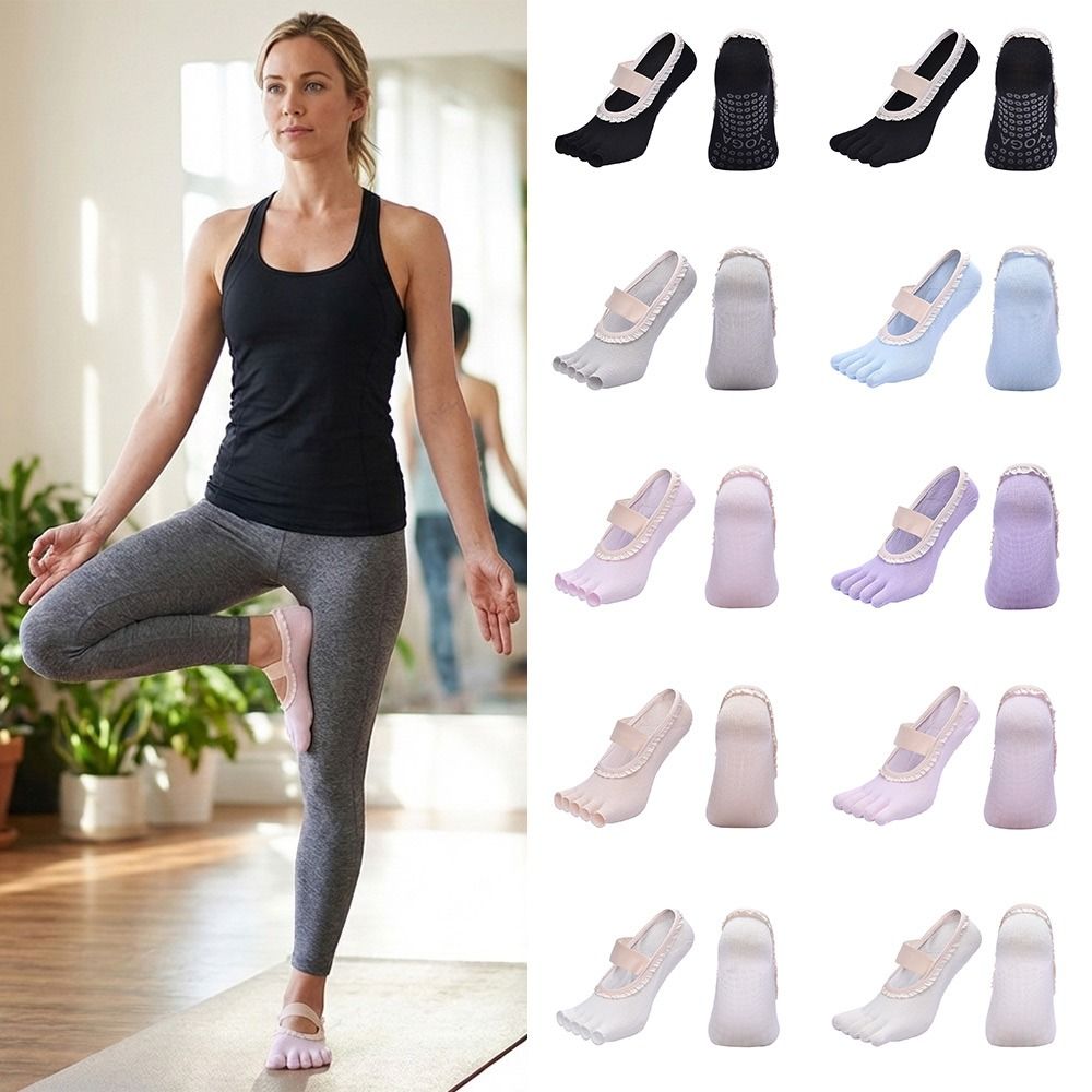 クリエイティブな滑り止めヨガソックス通気性のある綿製5本指ピ - Pilates Yoga Classes のレビューと価格