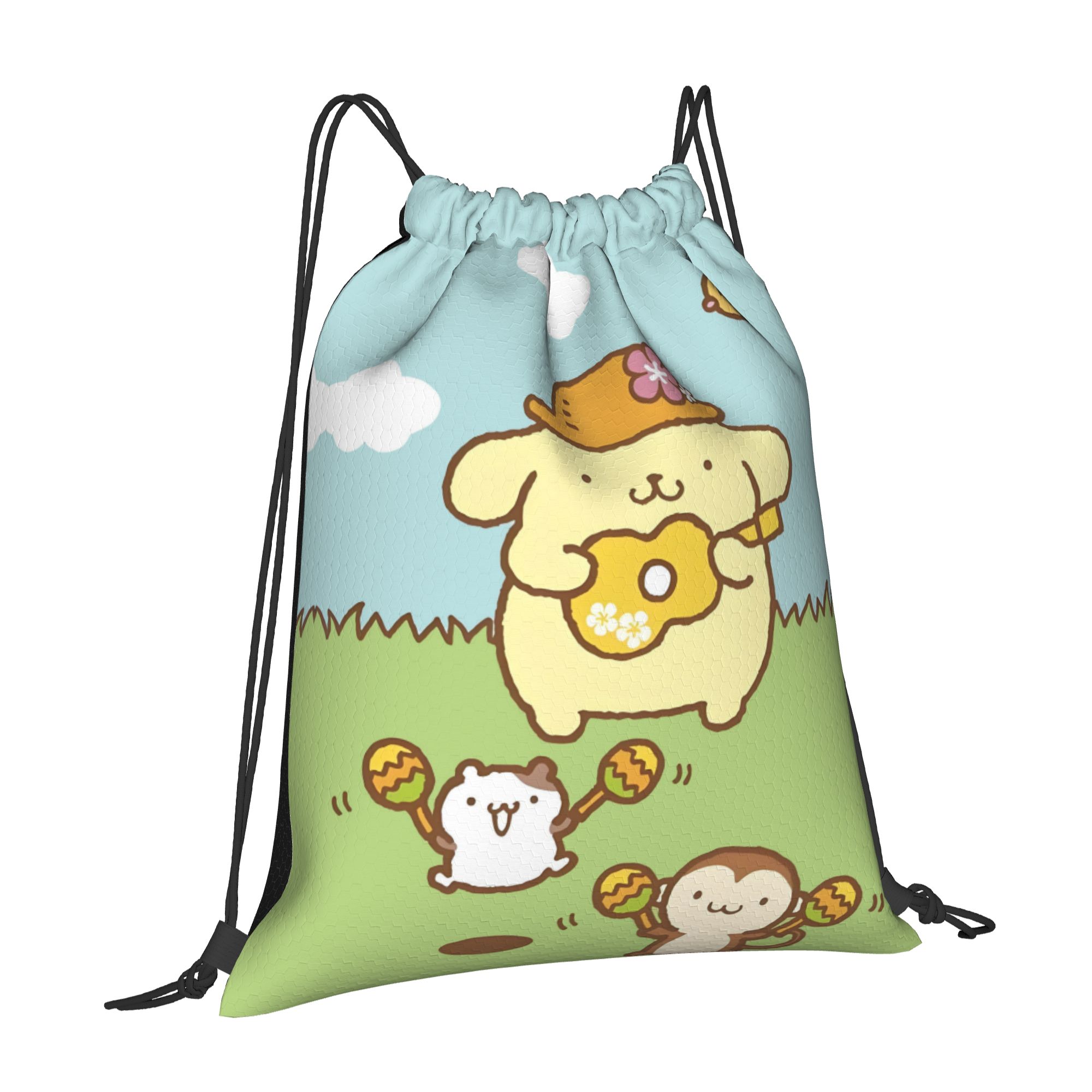 カスタム P-ポムポムプリン巾着バックパックバッグ男性女性軽 - Pilates Yoga Bag のレビューと価格