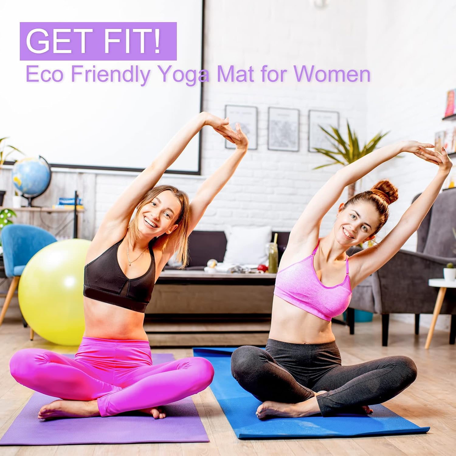 3mm薄型ヨガマット 軽量PVCエクササイズマット 滑り止め - Pilates Yoga Classes のレビューと価格