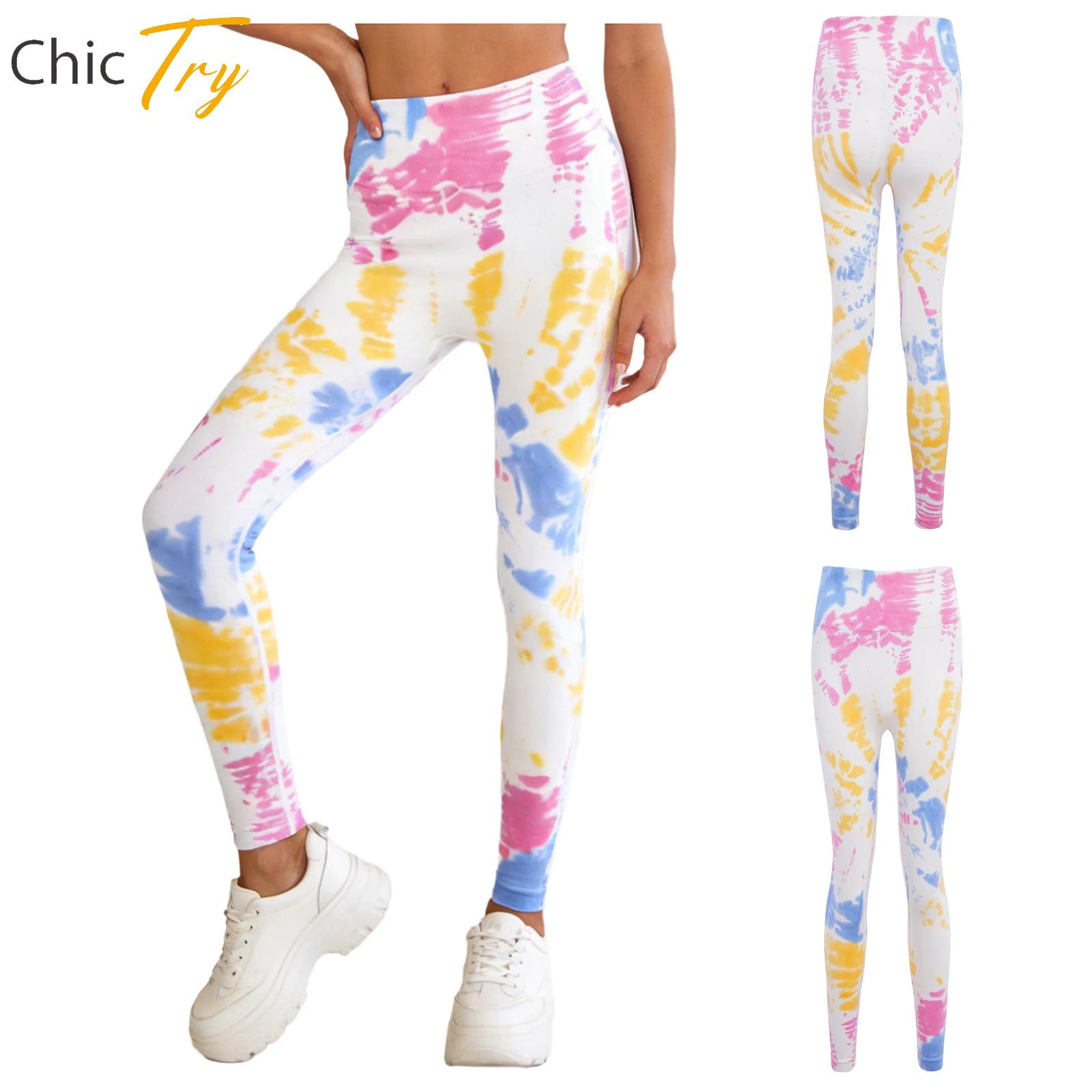 レディースタイダイ染めストレッチジムヨガパンツハイウエストシ - Pilates Yoga Legging のレビューと価格
